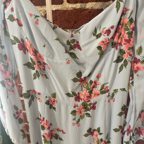 Reformation Shelby Floral Midi Dress in Giulia (Blue) 10 - Picture 7 of 9